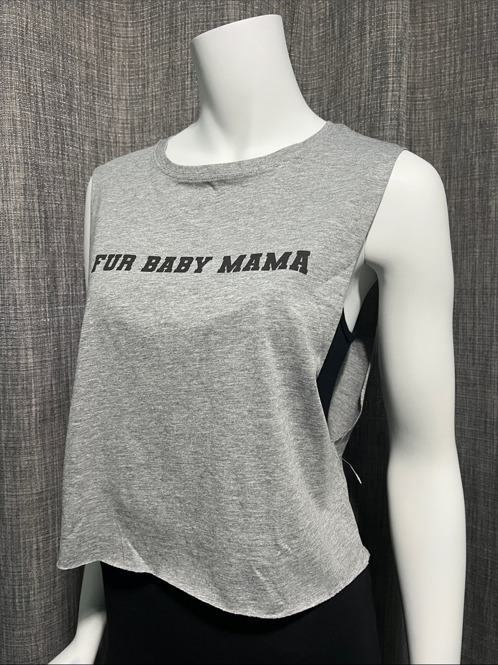 NWOT Lulusimon Studio Fur Baby Mama Muscle Tank Top Heather Gray Small